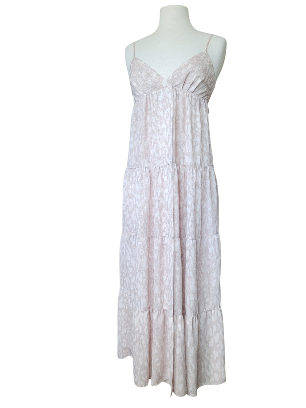 L'AGENCE  Tiered Maxi Wrap Dress Blush Pink Leopard Print Small